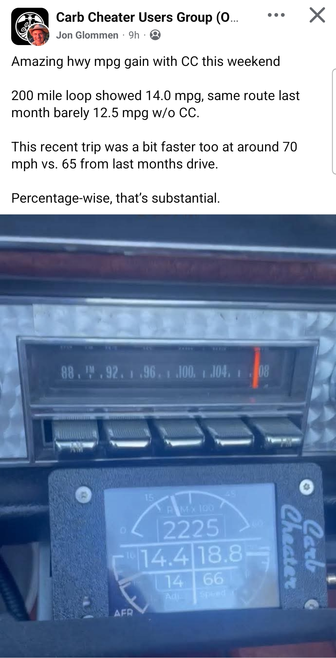 12.5 ? 14.0mpg same route